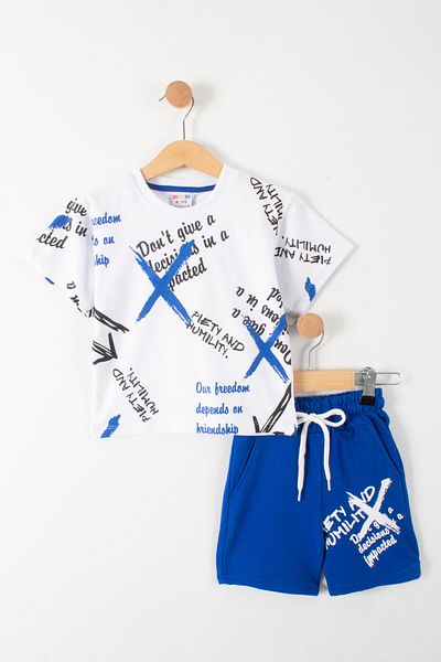 TRENDİMİZBİR Set de pantaloni scurți pentru băiat cu imprimeu text