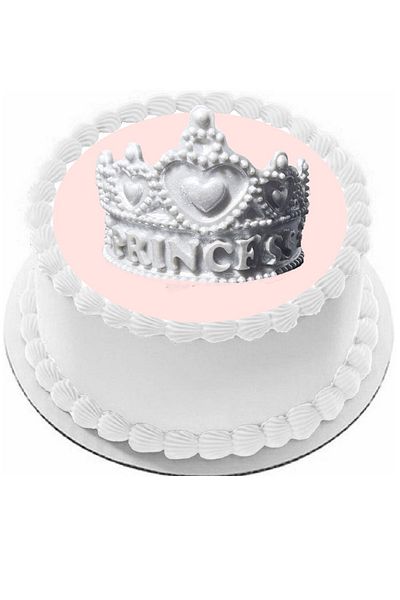 Pasta9 Silver Color Cake Crown with Princess Written from Sugar Dough 6X7 cm Size