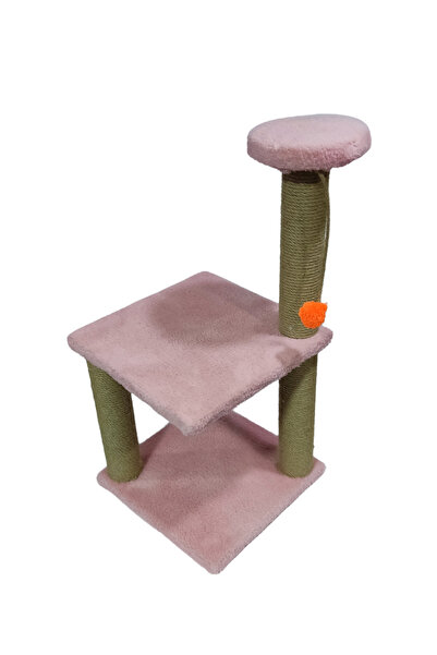 CATABYSS Double Layer Round Step Pompom Quality Jut Rope Pink Colored Cat Scratching Board