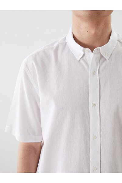 LC Waikiki Ανδρικό πουκάμισο LCW Vision Regular Fit με κοντό μανίκι λινό μείγμα (S5)