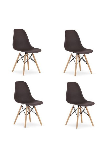 Avex Set of 4 Scandinavian style chairs, Artool, Osaka, PP, wood, brown, 46x54x81 cm
