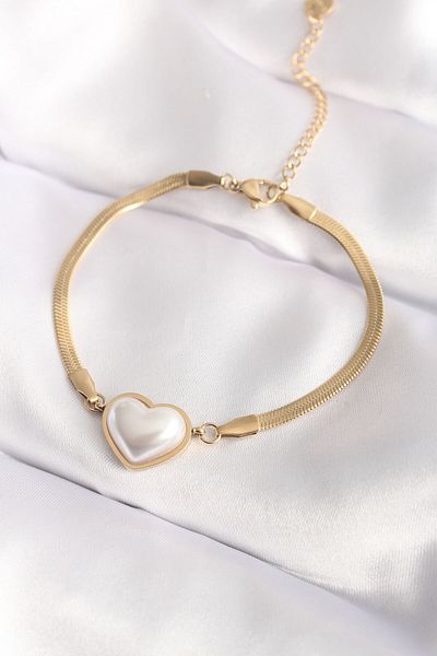 Skygo 316L Steel Gold Color Curved Heart Women's Bracelet - Tj-Bb6014