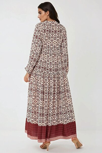 Hiccup Gömlek Yaka Desenli Modest Elbise