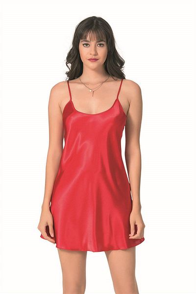PRIMODA Red Short Satin Nightgown