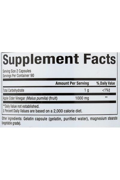 Natural Factors Apple Cider Vinegar 500mg, 180 Capsules – Supports Digestion & Detox