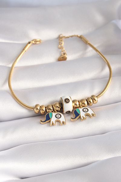 Skygo 316L Steel Gold Color Elephant Figure Women's Bracelet - TJ-BB5958