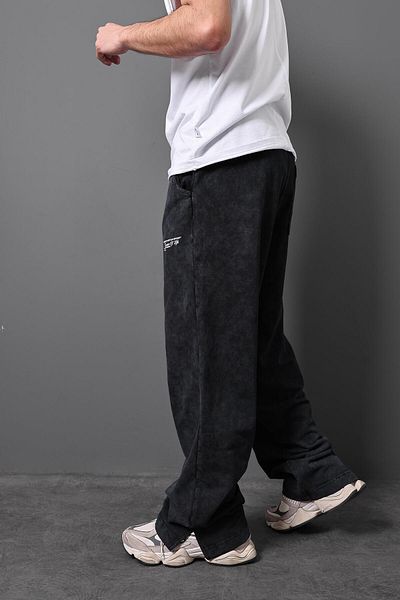 Slatra Men's Black Printed Washed Baggy Fit Tracksuit