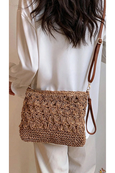WOMANBAG El Yapımı Hasır Günlük Omuz Çantası (30X20CM)
