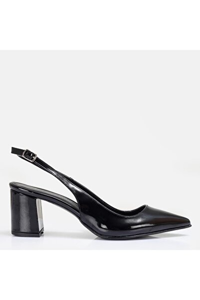 37Numara BÜYÜK NUMARA STİLETTO ARKA AÇIK KALIN TOPUK 41-42-43-44 SİYAH RUGAN