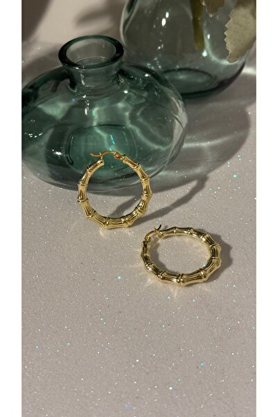 Luna Argento İTHAL BAMBU DESENLİ KÜPE