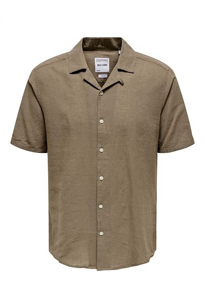 Only & Sons Onscaiden Life Ss Solid Resort Lınennoos Ανδρικό Πράσινο Πουκάμισο - 22025116