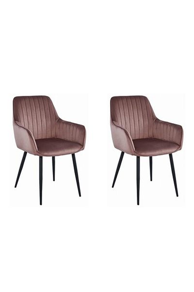Avex Set de 2 scaune de bucătărie/living, Artool, Solden, catifea, metal, roz și negru, 55x45,5x83,5 cm