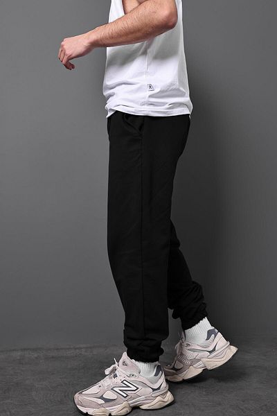 Slatra Men's Black Basic 2 Thread Jogger Tracksuit