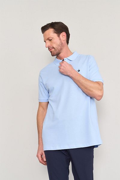 Çetinkaya Chester Polo 3047-L Tricou pentru bărbați, cu gât polo, din bumbac pieptănat, albastru bebeluș