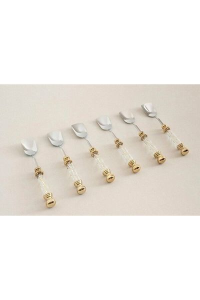 ROY KING 6 Pieces Glass Ice Cream Spoon Gold