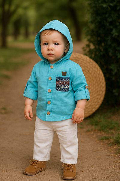 TRENDİMİZBİR Patterned Muslin Set of 2 for Baby Boy - Pocketed