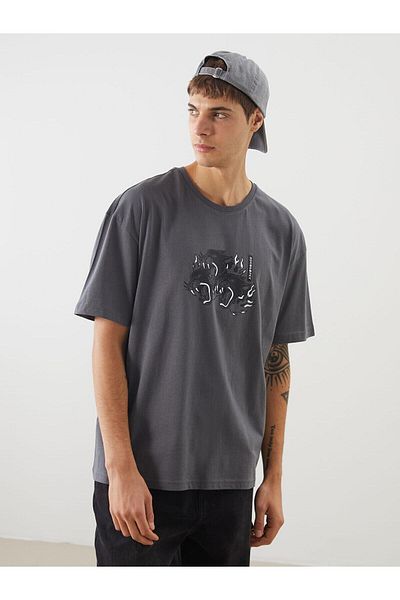 LC Waikiki Ανδρικό μπλουζάκι XSIDE Crew Neck με στάμπα χτενισμένο βαμβακερό (S5)