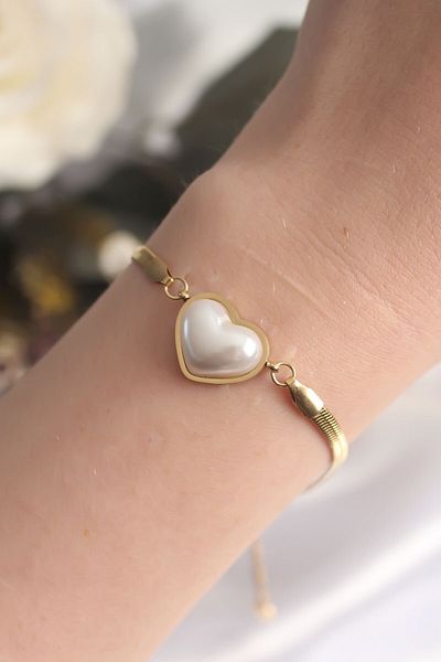 Skygo 316L Steel Gold Color Curved Heart Women's Bracelet - Tj-Bb6014