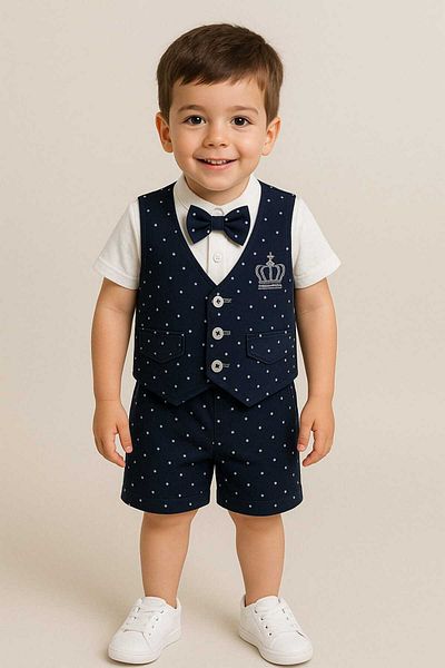 gigigiyim Boy's Suit with King's Embroidered Vest