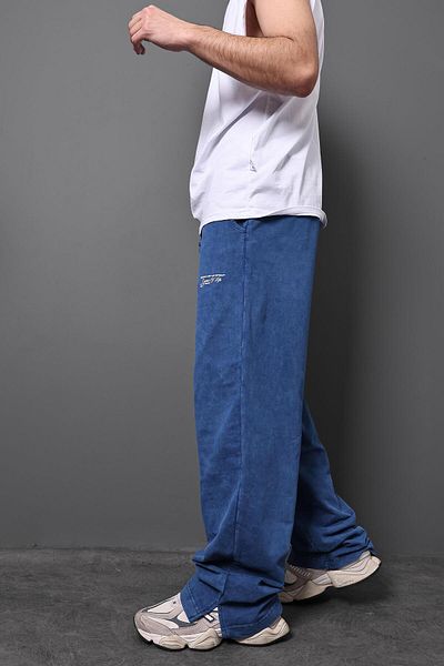 Slatra Men's Blue Printed Washed Baggy Fit Tracksuit