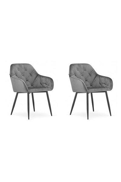 Avex Set de 2 scaune de bucătărie/living, Artool, Forio, catifea, metal, gri și negru, 61x55,5x81 cm