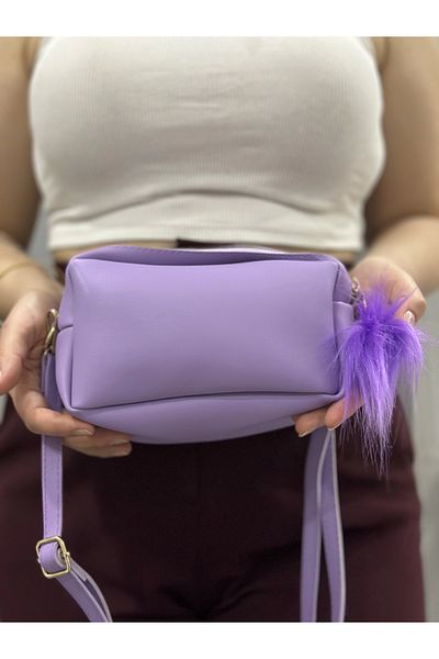 FASHIONLINE Pompom Purple Skin Bag