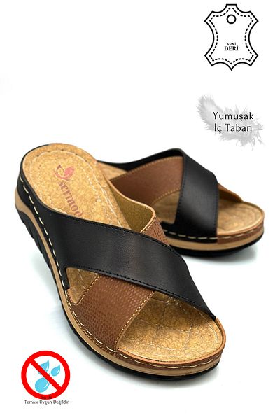 sermoda Cross Band Μαλακές και ελαφριές γυναικείες παντόφλες με χοντρή σόλα Αθλητικές παντόφλες Snake Tan