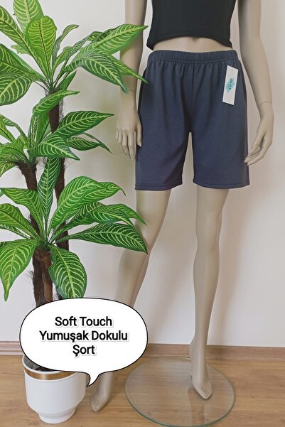 VİP BERA TEKSTİL Kadın-Erkek Soft-Touch Antrasit Düz Renk Yumuşak Dokulu Esnek Şort