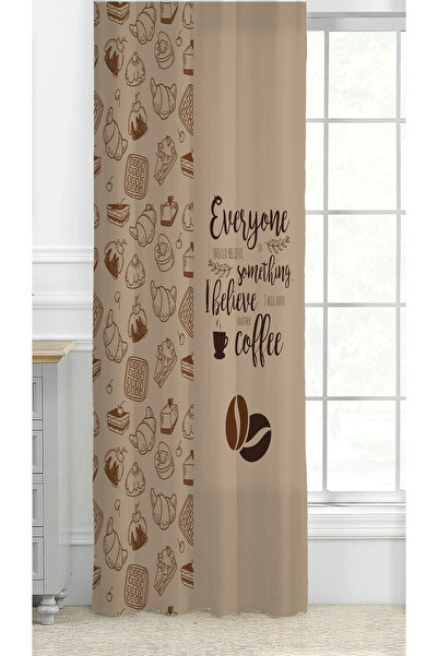 GREENDECOR Coffee Kitchen Coffee Bean Sweet Fruit Greenery Patterned Special Design Bohemian (Single Wing) Background Curtain