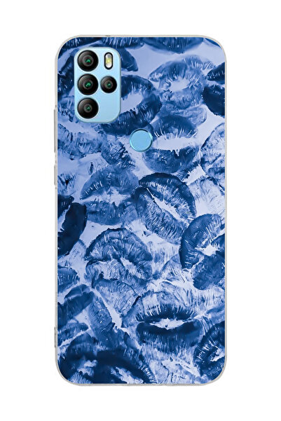 moonset Omix X300/X500 Uyumlu Mavi Dudaklar Tasarımlı Baskılı Şeffaf Telefon ...