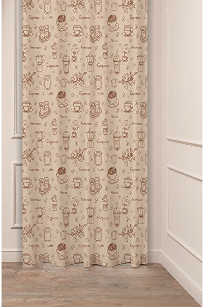 GREENDECOR Cafea Bucătărie Boabe de cafea Fructe dulci Frunze cu model Design special Boem (cu o singură aripă) Perdele de fundal