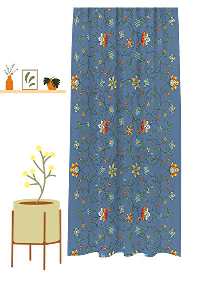 GREENDECOR Bohemian Geometric Line Shapes Special Design Patterned Digital Printed (Single Wing) Modern Stylish Background Curtain