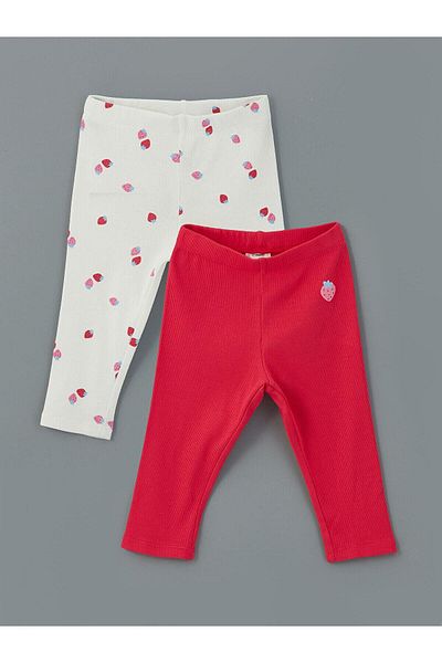 LC Waikiki Lcw Kids Elastic Waist Printed Baby Girl Leggings 2 Pack (S5)