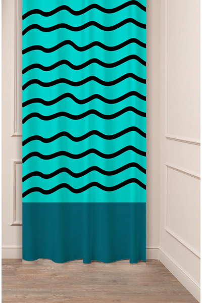 GREENDECOR أشكال خطية هندسية تصميم خاص منقوشة مطبوعة رقمية (جناح واحد) ستارة خلفية عصرية أنيقة