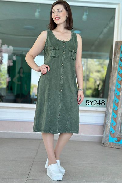 İnce Topuk Zero Sleeve Pocket Detail Dress 5Y248