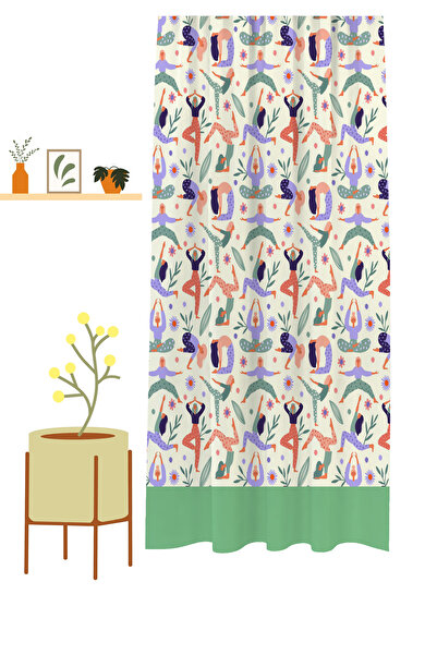 GREENDECOR Bohemian Geometric Line Shapes Special Design Patterned Digital Printed (Single Wing) Modern Stylish Background Curtain