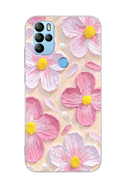 moonset Omix X300/X500 Uyumlu Pastel Çiçek Tasarımlı Baskılı Şeffaf Telefon K...