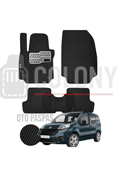 COLONY Fiat Fiorino Hücreli Paspas Seti, Premium Eva Tam Set Paspas Takımı Siyah