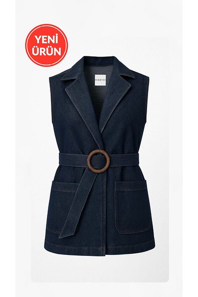 Perryes Women's Denim Belted Vest