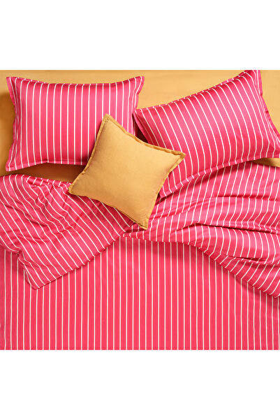 Zsa Zsa Zsu Solıd 300 Tc Geniş Çizgili Kıng Sıze Pamuk Saten Nevresim Seti 24...