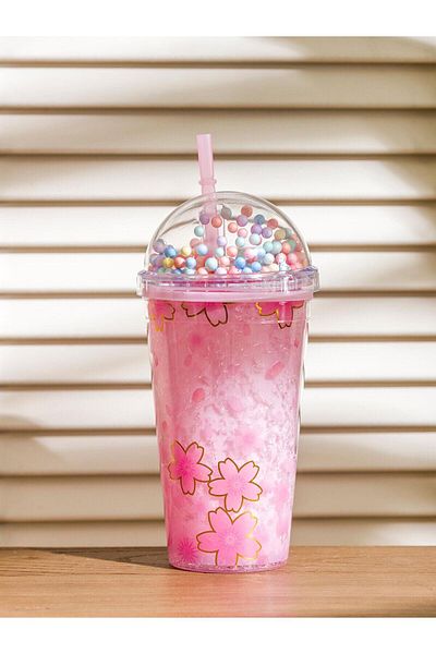 LC Waikiki Lcw Home Mixed Printed Glass with Straw (S5)