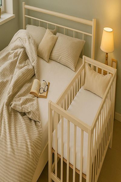COTENCONCEPT 2 Pieces 50 X 90 X 10 cm Mother's Side Elastic Combed Cotton Fabric Baby Bedsheet