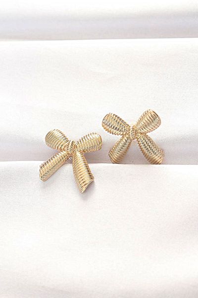 Skygo Brass Gold Color Bow Earrings - Tj-Bkp8881