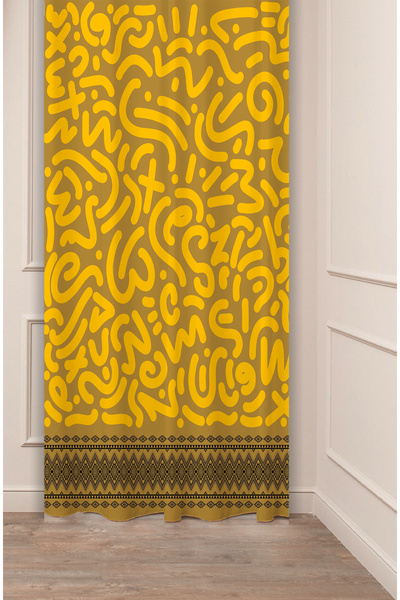 GREENDECOR Forme de linii geometrice Design special Modelat digital cu imprimeu (o singură aripă) Perdele de fundal modernă și elegantă