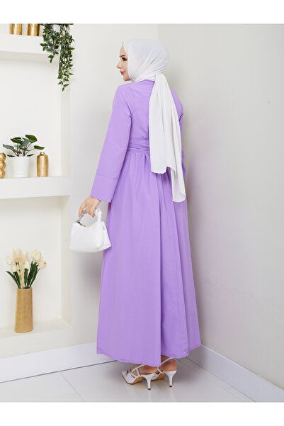 Giza Giyim Γυναικείο φόρεμα χιτζάμπ με κουμπιά με σταθερή ζώνη με κουμπιά