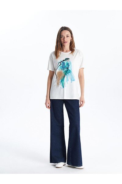 LC Waikiki Lcwaikiki Classic Crew Neck Printed Women's T-Shirt (S5)