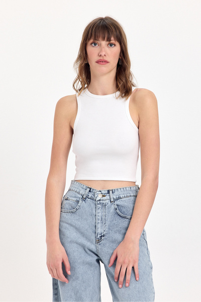 JBC Γυναικείο ελαστικό πλεκτό εσώρουχο με γιακά με κορδόνια