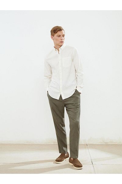 LC Waikiki Ανδρικό πλισέ παντελόνι Chino LCWAIKIKI Basic Standard Fit Linen Blend (S5)