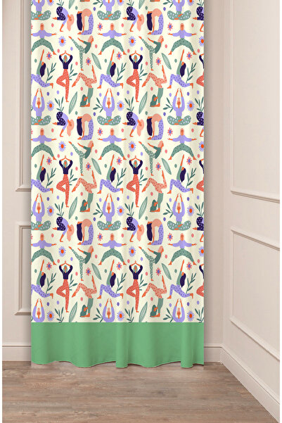 GREENDECOR Bohemian Geometric Line Shapes Special Design Patterned Digital Printed (Single Wing) Modern Stylish Background Curtain