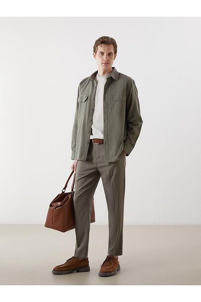 LC Waikiki Ανδρικό πλισέ παντελόνι Chino LCWAIKIKI Basic Standard Fit Linen Blend (S5)